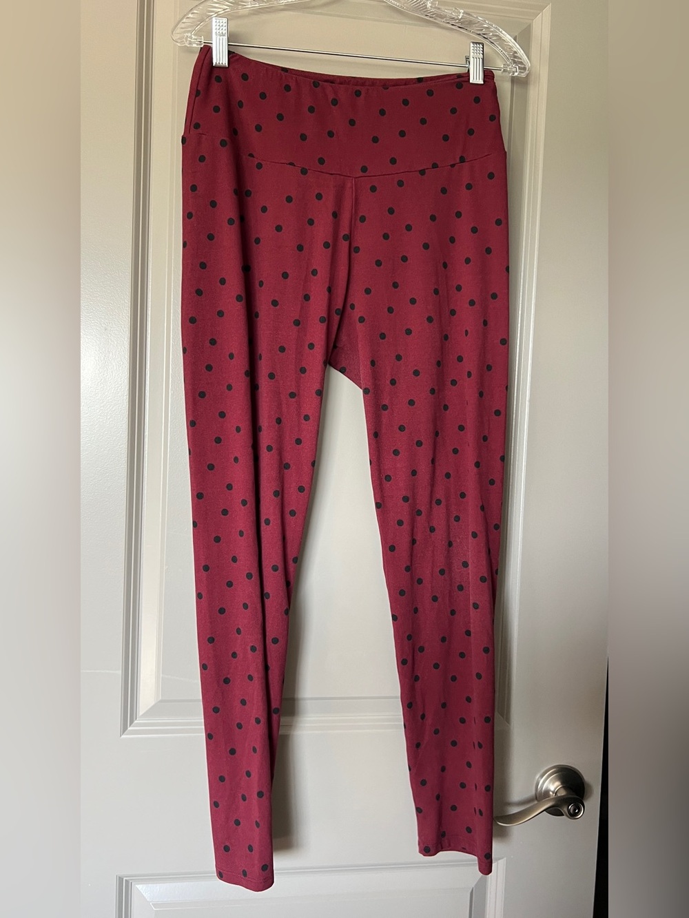 Butter Soft Burgundy Polka Dot Leggings